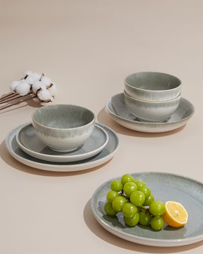 Stoneware Dinnerware Sets for 8 (Gradient Green / Set (24pcs))