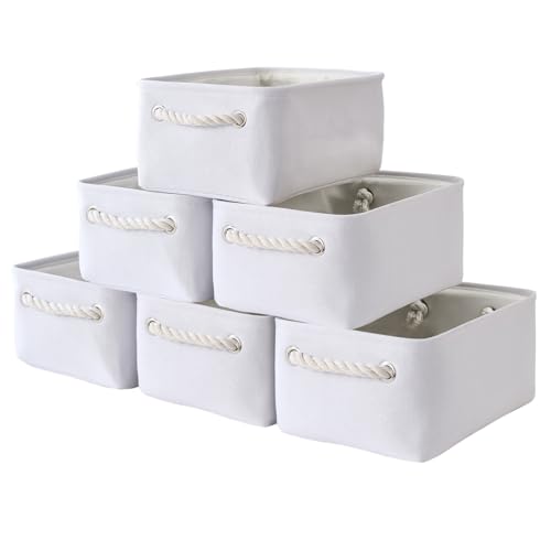 Storage Basket for Organizing (White Color / 6PCS/Small -11.8Lx7.9Wx5.2H)