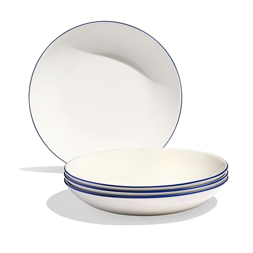 Cookware Set of 4 (4-Piece / White w/ Navy Rim)