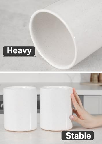 Ceramic Kitchen Utensil Holder for Countertop Organizer 6.4" Sand (Sand)