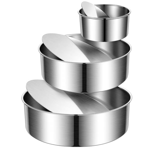 4/7/9-Inch Cake Pan Set, Removable Bottom, 304 Stainless Steel (4 Inch, 7 Inch, 9 Inch (Set of 3))