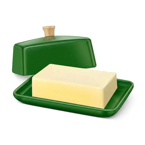 Extra Large Ceramic Butter Dish with Lid (Dark Green / Extra Large)