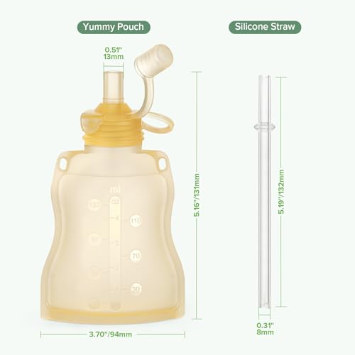 Refillable Silicone Baby Food Pouch (Yellow / 4-Pack)