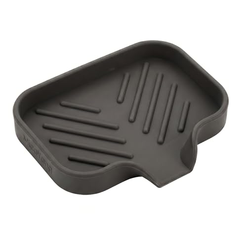 Silicone Soap Dish with Drain Spout (Coffee / S(4.9"×3.2"))