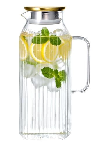 2.1 Liter 71oz Square Glass Pitcher with Lid (71 Ounces)