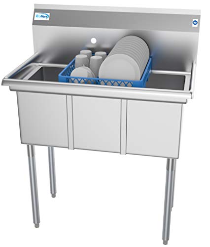 36" 3 Compartment Stainless Steel Triple Bowl NSF Commercial Kitchen Sink (Without Drainboard)