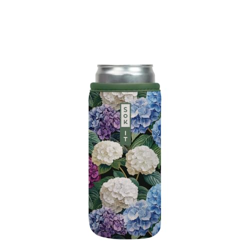CanSok Sleeve for Beer & Soda Insulated Neoprene Cover (Hydrangea Garden / 12oz Slim Can Sleeve)