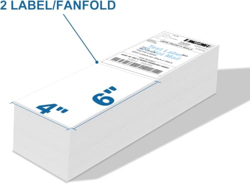 4" x 6" Zebra Fanfold Direct Thermal Shipping Labels (White / 2 Stacks | 4000 Labels)