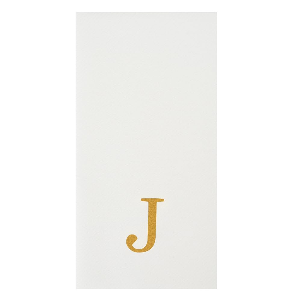 Paper Rectangle Gold Letter J Linen (Gold / 2000 Count / J)