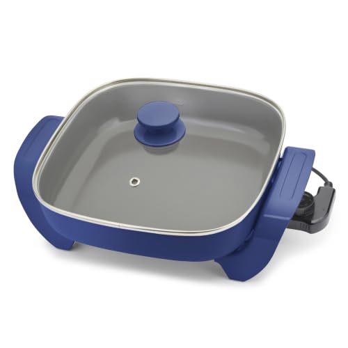 12" PFAS Free Ceramic Nonstick Electric Skillet (Night Blue / 5QT Skillet)