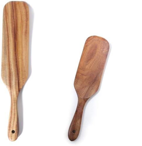 Spurtle Set Natural Acacia Wooden Kitchen Utensils Set of 2
