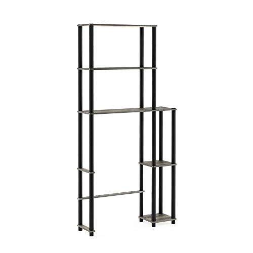 Turn-N-Tube Over The Toilet Storage, 5 Shelves Bathroom Organizer Space Saver Rack, French Oak Grey/Black (French Oak/Black / Side Rack)