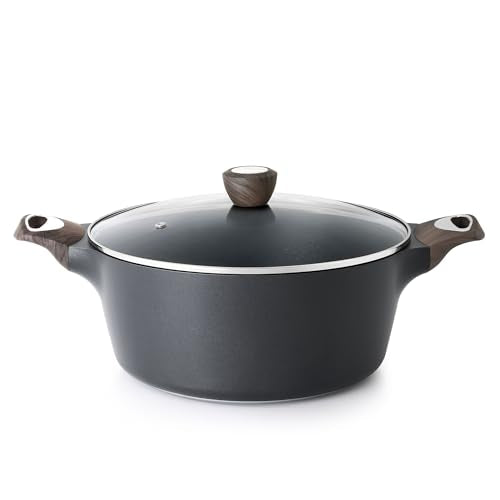Nonstick Pot Stock Pot with Lid (6.6 Quarts / Classic Black)