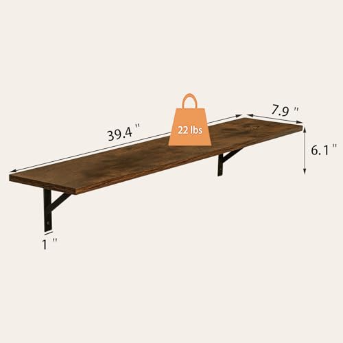 Long Wall Shelves (Rustic Brown / 39.4 Inch)