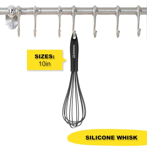 Silicone Whisk 10" Kitchen Whisk for Cooking (Black / 1-Pack)