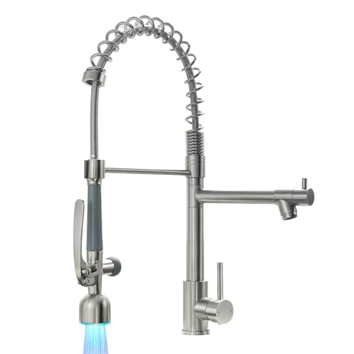 Commercial Pull Down Sprayer Brushed Nickel Kitchen Faucet (Brushed Nickel)