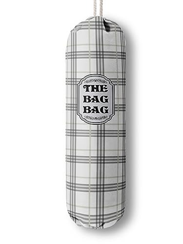 Classic Buffalo Check Plaid Grocery Bags Holder Organizer For Shopping Bags (Light Gray Plaid)