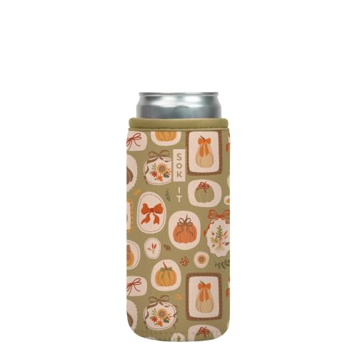 CanSok Sleeve for Beer & Soda Insulated Neoprene Cover (The Pumpkin Gallery / 12oz Slim Can Sleeve)