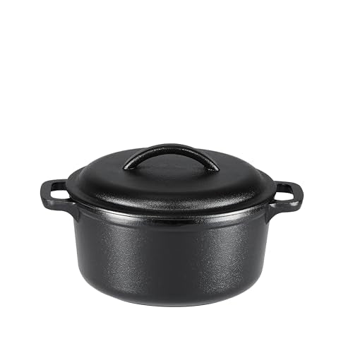 Pre Seasoned Cast Iron Mini Dutch Oven Pot with Lid and Dual Handles (2-Quart)