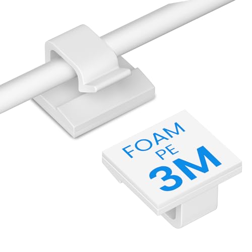 Cable Clips Adhesive Cord Clips for USB Cables (Small / White)