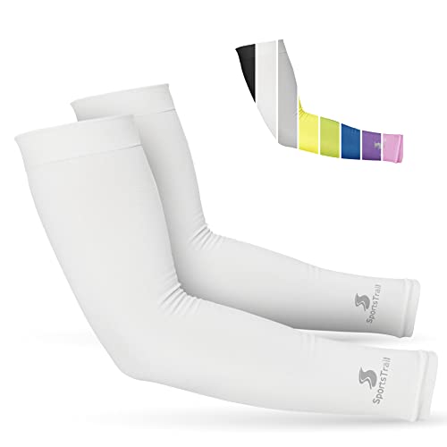 Cooling Arm Sleeves for Men & Women (1 Pair: White / One Size)