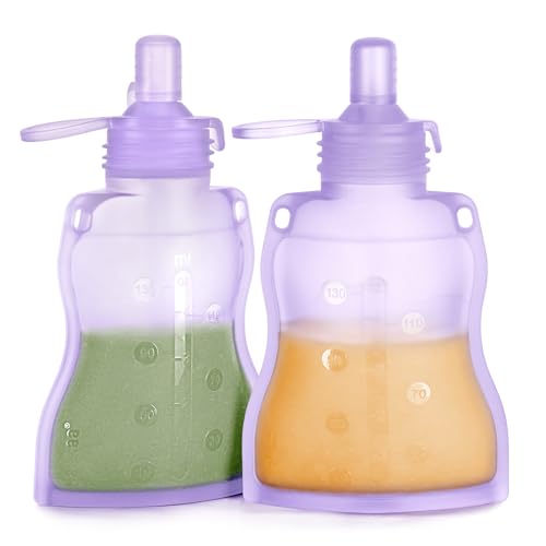 Silicone Yummy Pouch Reusable Baby Food Pouch (Lavender / 2-Pack)