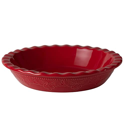 Pie Pan 9 Inch Ceramic Pie Dish (Christmas Red)