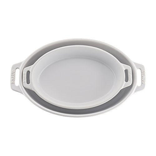 Ceramic Oval Baking Dish Set (2-piece / White)