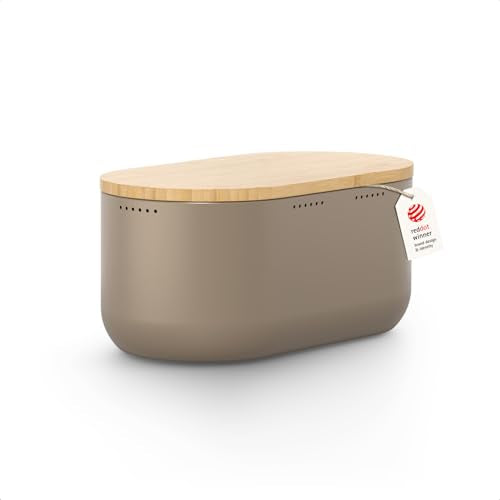 Stainless Steel Bread Box with Cutting Board (Taupe Brown)
