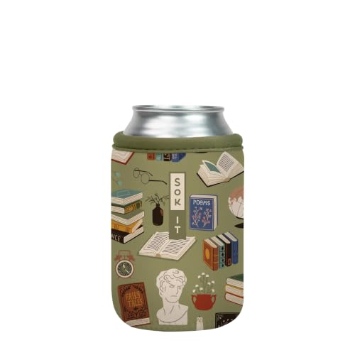 CanSok Sleeve for Beer & Soda Insulated Neoprene Cover (Book Club / 12oz Can Sleeve)