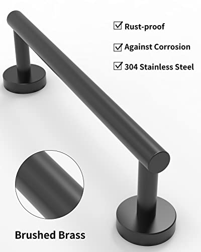 12 Inches Matte Black Towel Bar for Bathroom Kitchen Hand Towel Holder Dish Cloths Hanger SUS304 Stainless Steel RUSTPROOF Wall Mount (Matte Black / 10 inch(Center to Center))