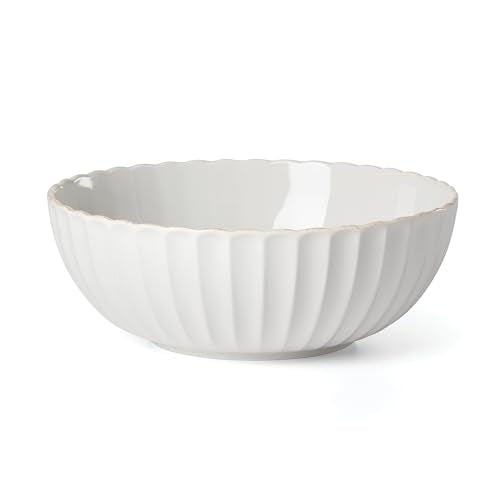 French Perle Scallop Serving Bowl (Serving Bowl White / White)