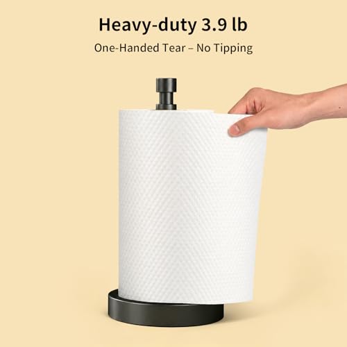 3.9lbs Heavy Duty Paper Towel Holder Countertop Weighted Base Black