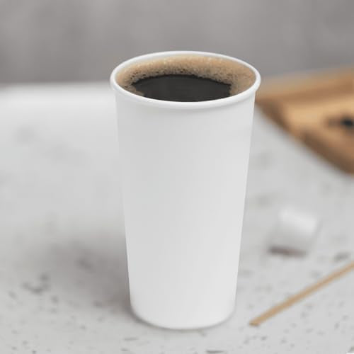 20 oz Paper Hot Coffee Cups [600 ct] White Disposable Cup for Hot (20 OZ / White)