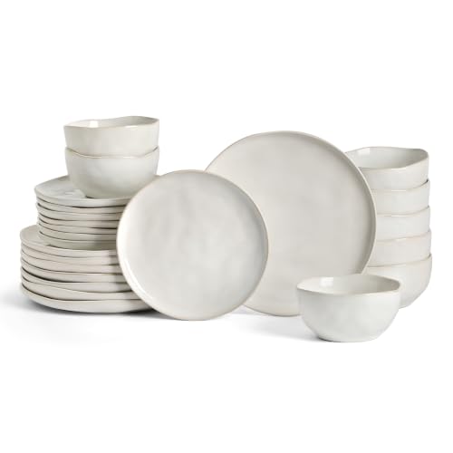 Mirella 24 Piece Dinnerware Set Stoneware (White / 24-Piece - Service for 8)