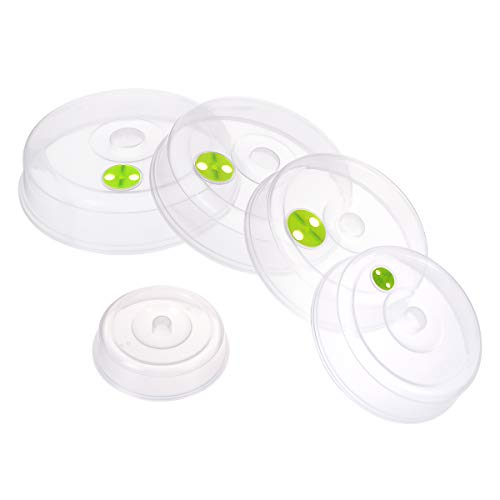 Set of 5 Microwave Plate Covers with Adjustable Steam Vents; Microwave Splatter Covers