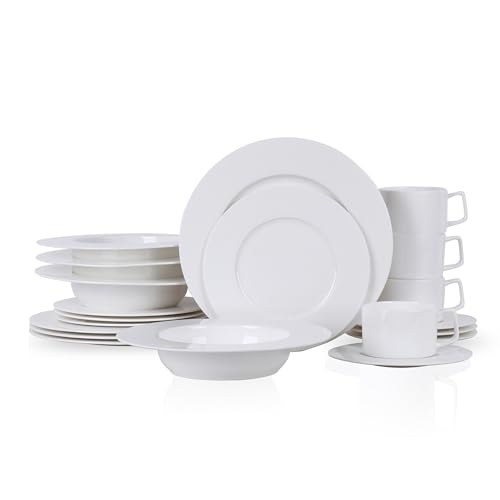 Sylvie 20 Pieces Bone China Dinnerware Set (Sylvie - White / 20 Piece Service for 4)