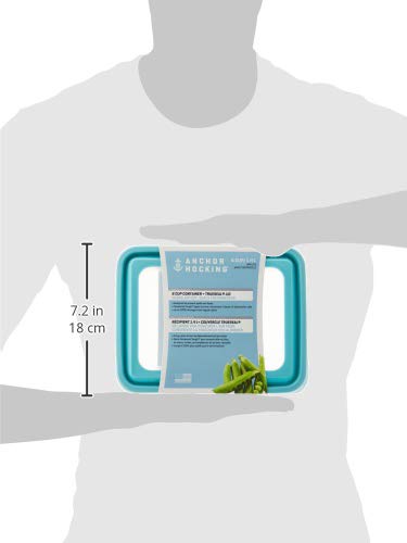 TrueSeal Glass Food Storage Containers with Mineral Blue Airtight Lids (6 Cup Rectangular Pack of 4 (Mineral Blue))
