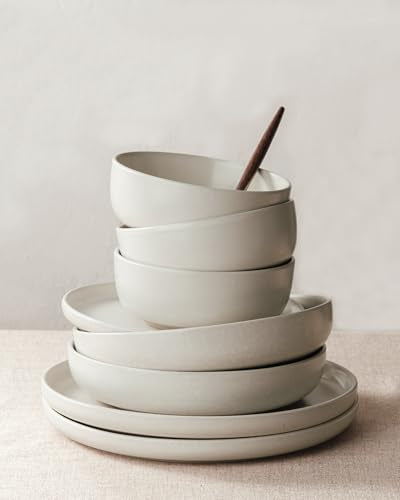 Milkyway 24 Piece Stoneware Dinnerware Set (Matte Beige White / Service for 8 (Standard Dinner Set))