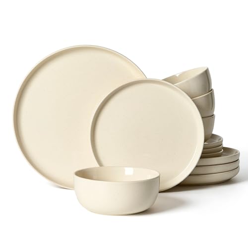 Milkyway 12 Piece Stoneware Dinnerware Set (Almond Milk / Service for 4 (Standard Dinner Set))