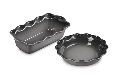 Stoneware 9" Fluted Pie and 9" Fluted Loaf Dish (Oyster)