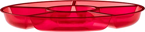 6 Sectional Round Plastic Serving Tray (Red)