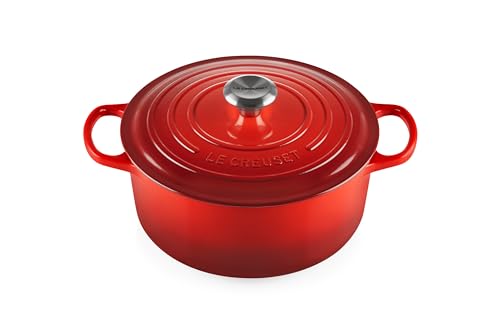 Enameled Cast Iron Round Dutch Oven (Cerise / 5.5 Qt)