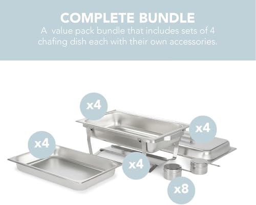 4 Pack Chafing Dish Full Set (4 Pack - 8qt Rolled Edge)