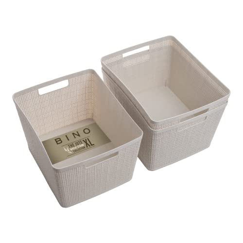 Woven Plastic Basket (Natural / 3PK- L)