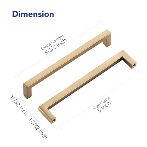 Champagne Bronze Cabinet Handles Solid Cabinet Pulls 5 Inch 15 Pack (Champagne Bronze / Flat Black 5" Hole Center)