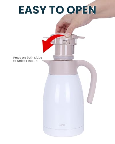 50.7 Ounces Stainless Steel Thermal Coffee Carafe with Lid (White / 50.7 Ounces)