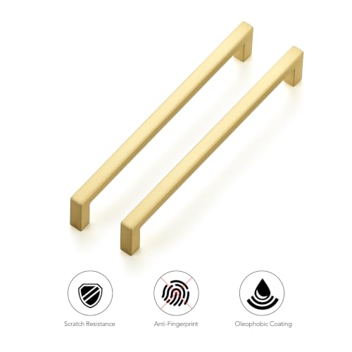 Brushed Gold Cabinet Handles Solid Cabinet Pulls 6 (Brushed Gold / Flat Black 6-1/4'' Hole Center)