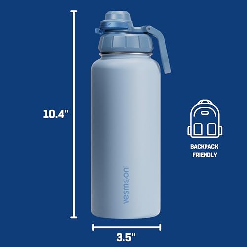 Vessence 32 Oz Stainless Steel Tea Infuser Bottle for Loose Leaf Tea (Santorini Blue / 32 Oz)
