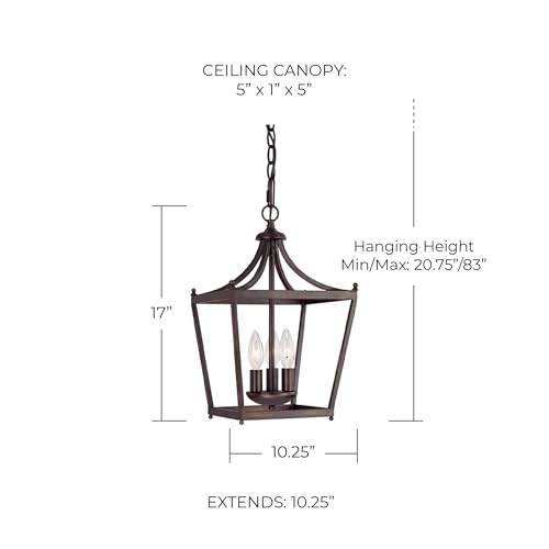 Capital Lighting 4036BB Stanton Geometric Metal Open Frame Lantern Foyer Pendant (3-Light / Burnished Bronze)
